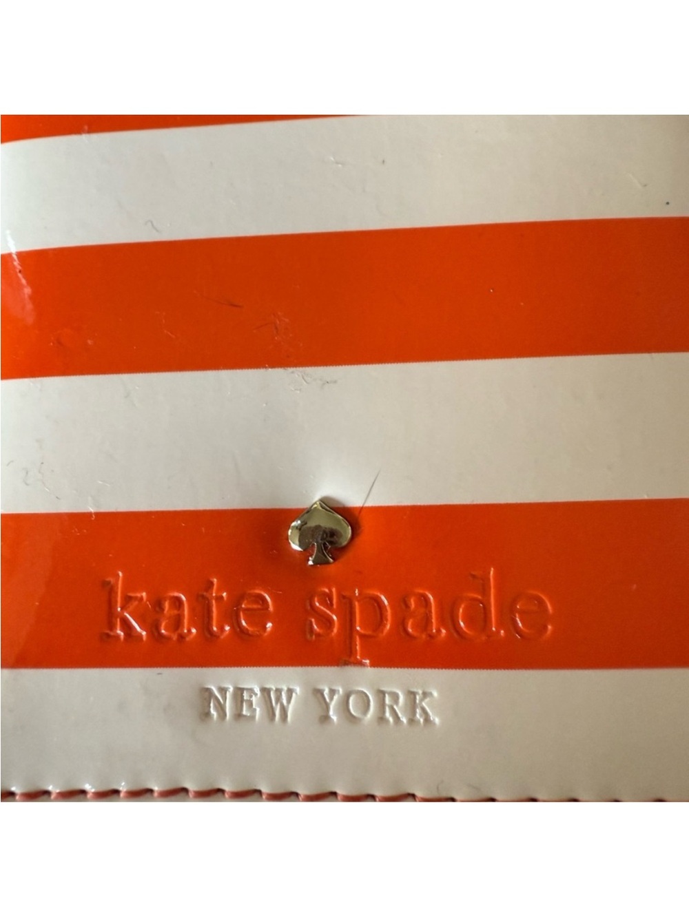 kate spade Orange and White Striped Card Holder with Spade Logo - Picture 2 of 10